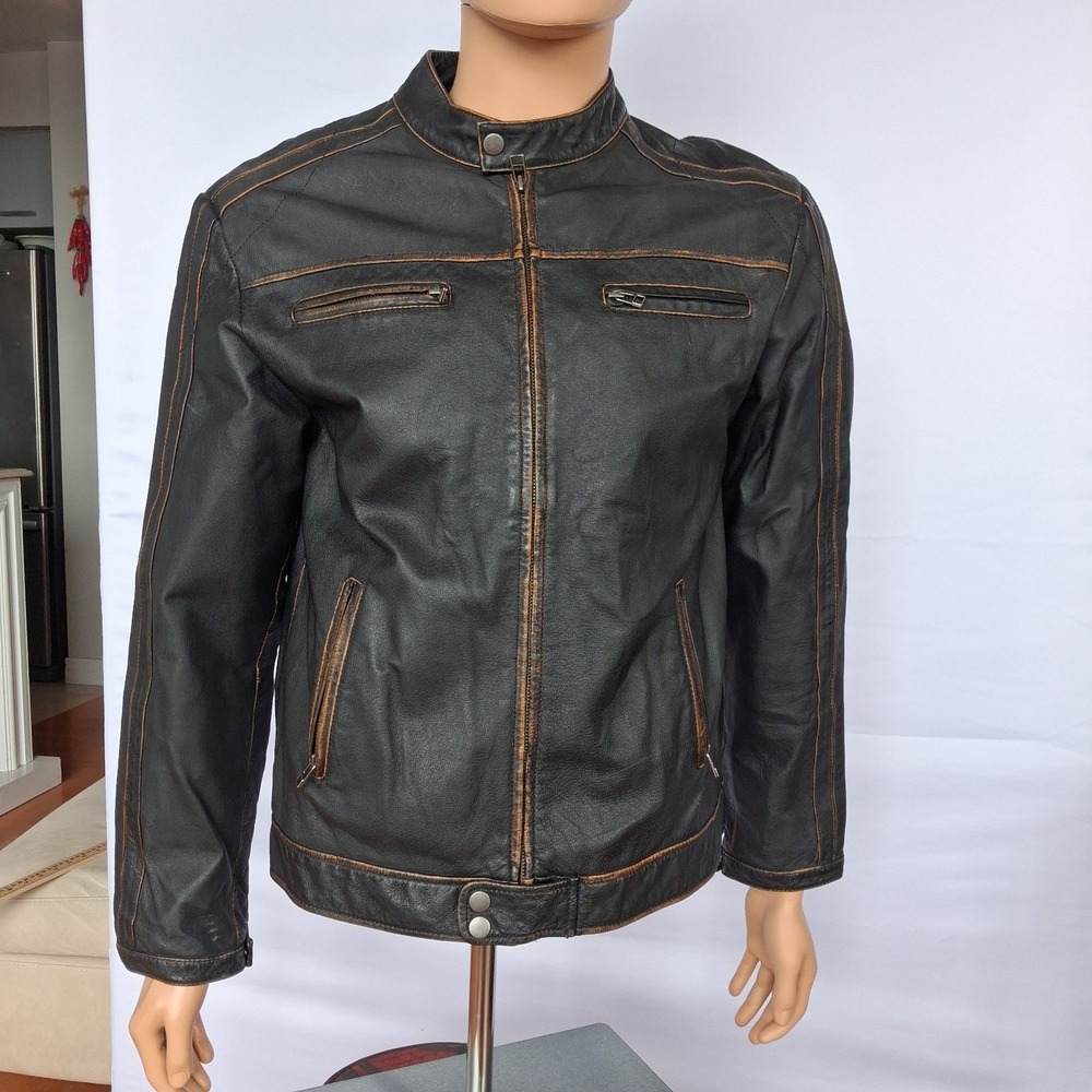 Danier Men's Black Leather Bomber Jacket Size S Small Soft Casual Coat Zip